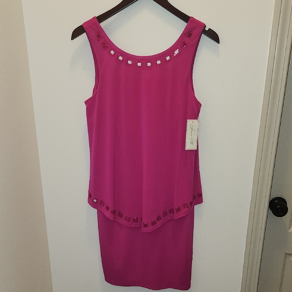 Jessica Howard magenta/fuchsia layered popover dress NWT Size 6
